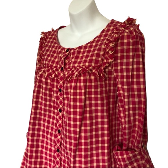 Anthropologie Holding Horses Plaid Ruffle Top Sz 8 - Picture 4 of 8